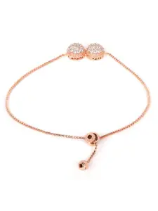 DressBerry Women Brass American Diamond Rose Gold-Plated Wraparound Bracelet