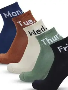 Winget Men Pack Of 5 Printed Cotton Ankle-Length Socks