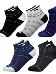 Winget Men Pack Of 5 Self Design Cotton Ankle-Length Socks
