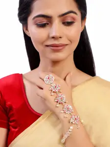 Anouk Women Brass Kundan Handcrafted Gold-Plated Ring Bracelet