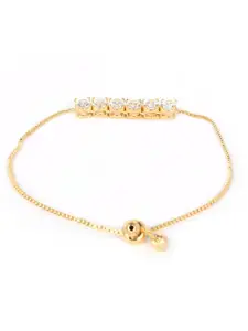 DressBerry Women Brass American Diamond Gold-Plated Wraparound Bracelet