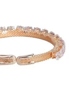 Anouk Women Brass American Diamond Enamelled Rose Gold-Plated Bangle-Style Bracelet