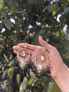 Anouk Gold-Plated Artificial Stones and Beads Circular Shaped Drop Earrings