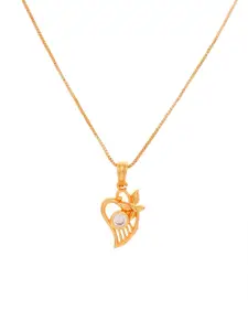 DIVASTRI Gold-Plated Stone Studded Pendant With Chain