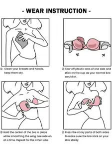 PLUMBURY Black Lightly Padded Reusable Adesive Stick on Bra