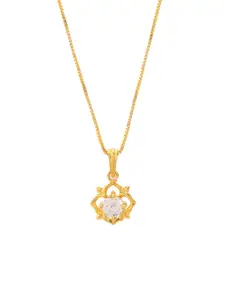 DIVASTRI Women Gold-Plated Floral Pendant with Chains
