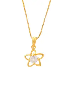 DIVASTRI Women Flower Shaped AD Studded Pendant with Chains