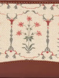 ZOUK Women White & Cream-Coloured Floral Printed Zip Around Wallet