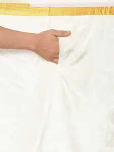 Sethukrishna Men Cream-Coloured & White Shirt with Dhoti Pants