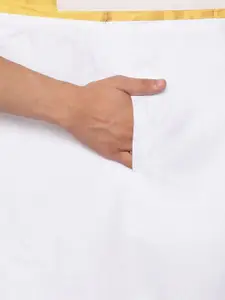 Sethukrishna Men Yellow & White Shirt With Dhoti Pants