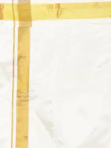 Sethukrishna Men Cream-Coloured & White Shirt with Dhoti Pants