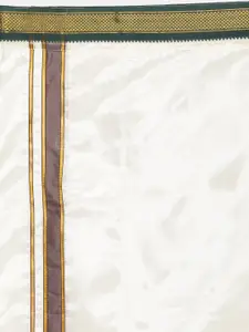 Sethukrishna Men Cream-Coloured & White Shirt with Dhoti Pants
