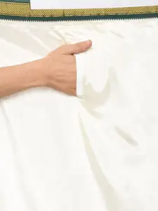 Sethukrishna Men Orange & White Shirt with Dhoti Pants