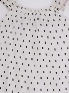 Creative Kids White Balloon Printed Polka Dot Sleeveless Dress