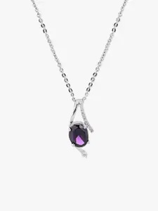 March by FableStreet 925 Sterling Silver Rhodium-Plated Amethyst Necklace