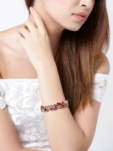 YouBella Multicoloured Swiss Zircon Stone-Studded Link Bracelet