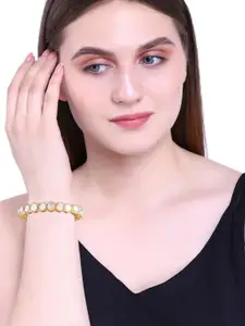 Efulgenz Set of 2 Gold-Plated & White Stone-Studded Kada Bangle