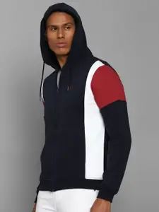 Allen Solly Men Navy Blue Hooded Pure Cotton Sweatshirt