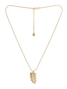 Estele Gold Plated Leaf Designer Pendant Set with Austrian Crystals for Women