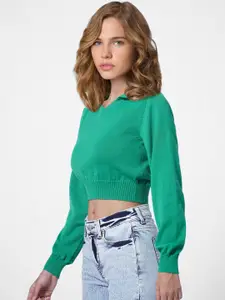 ONLY Women Green Crop Pullover