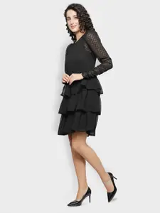 Sipsew Black Layered Georgette Dress
