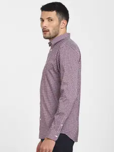 SELECTED Men Maroon Slim Fit Checked Formal Shirt