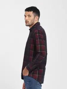 SELECTED Men Maroon Checked Casual Shirt