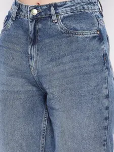 Madame Women Navy Blue Slash Knee Heavy Fade Jeans