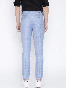 INVICTUS Men Blue Slim Fit Checked Smart Casual Trousers Trousers