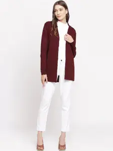 Latin Quarters Women Maroon Solid Shrug