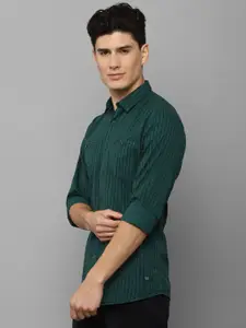 Allen Solly Sport Men Green Striped Pure Cotton Casual Shirt