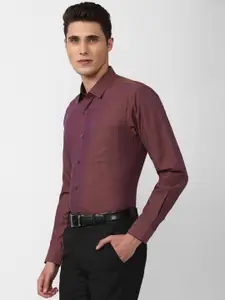 Peter England Men Maroon Slim Fit Formal Shirt