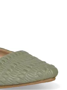 Forever Glam by Pantaloons Women Green Textured Mules Flats