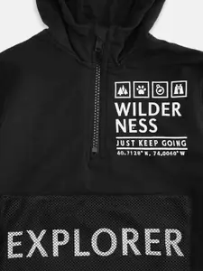 Pantaloons Junior Boys Black Printed Cotton Sweatshirt