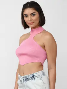 FOREVER 21 Women Pink Crop Sweater Vest