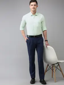 Arrow Men Green Manhattan Slim Fit Checked Pure Cotton Formal Shirt