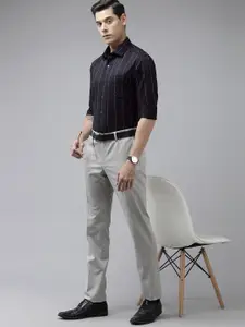 Arrow Men Black Original Slim Fit Pinstripes Opaque Pure Cotton Formal Shirt