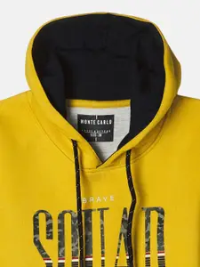 Monte Carlo Boys Mustard Printed Hooded Sweatshirt