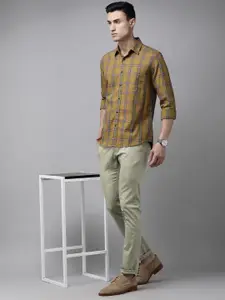 Arrow Sport Men Brown Original Slim Fit Windowpane Checks Pure Cotton Casual Shirt