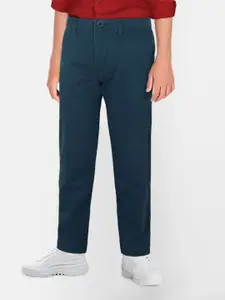 Allen Solly Junior Boys Teal Blue Solid Classic Slim Fit Trousers