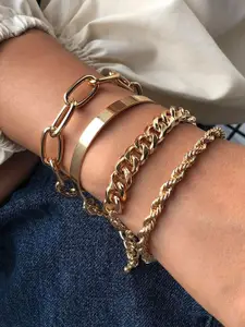 Jewels Galaxy Women Set of 4 Gold-Plated Wraparound Bracelet