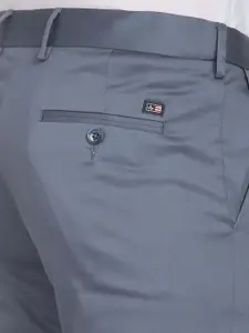 Arrow Sport Men Blue Textured Slim Fit Low-Rise Trousers