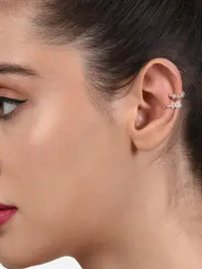 Zaveri Pearls Pack Of 2 Rose Gold Contemporary Half Hoop Earrings