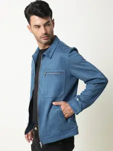RARE RABBIT Men Bax Slim Fit Washed Crop Denim Jacket