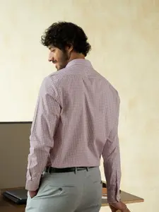 Andamen Men Red & White Classic Checked Formal Shirt