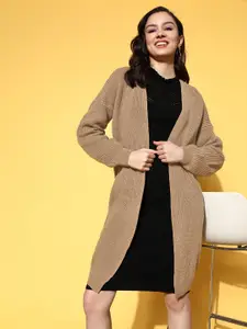 Berrylush Women  Beige Solid Oversized Layer Sweater