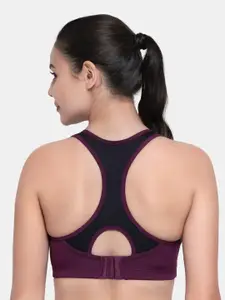 Amante Women Magenta & Black Solid Non Padded Non-Wired Sports Bra