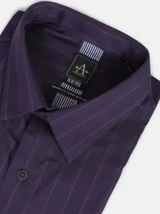 Arrow New York Men Purple Cotton Skinny Fit Striped Casual Shirt