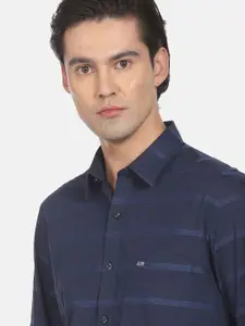 Arrow Sport Men Blue Slim Fit Horizontal Striped Cotton Casual Shirt