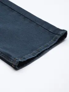 Louis Philippe Jeans Men Navy Blue Narrow Slim Fit Low-Rise Light Fade Bleached Stretchable Jeans